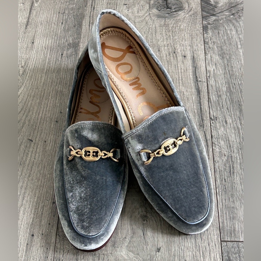 Sam Edelman Loraine Velvet Bit Loafers Smoky Gray Size 8.5 NWOT - Picture 2 of 10